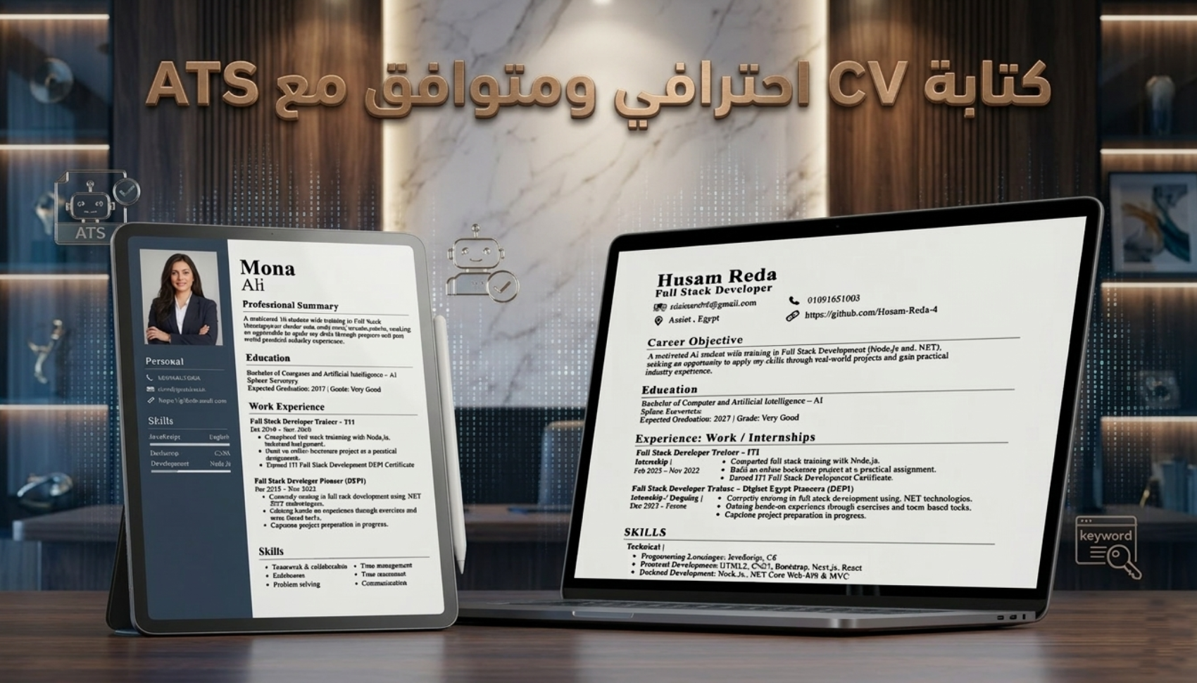 إعداد وكتابة سيرة ذاتية CV احترافية تتوافق مع ATS - صورة الغلاف