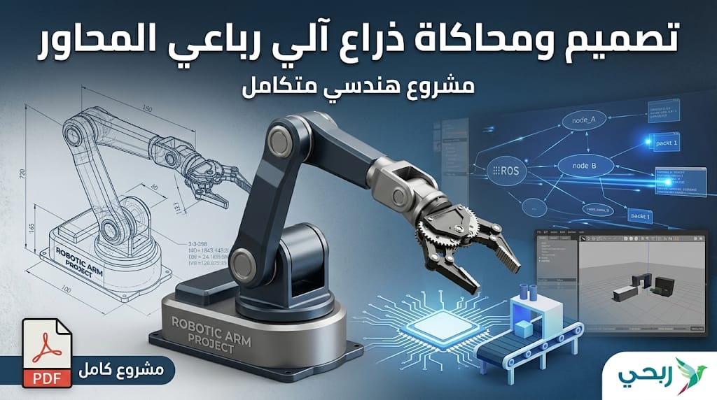 تصميم ومحاكاة ذراع الي رباعي (DOF RObotic Arm  4) - صورة الغلاف