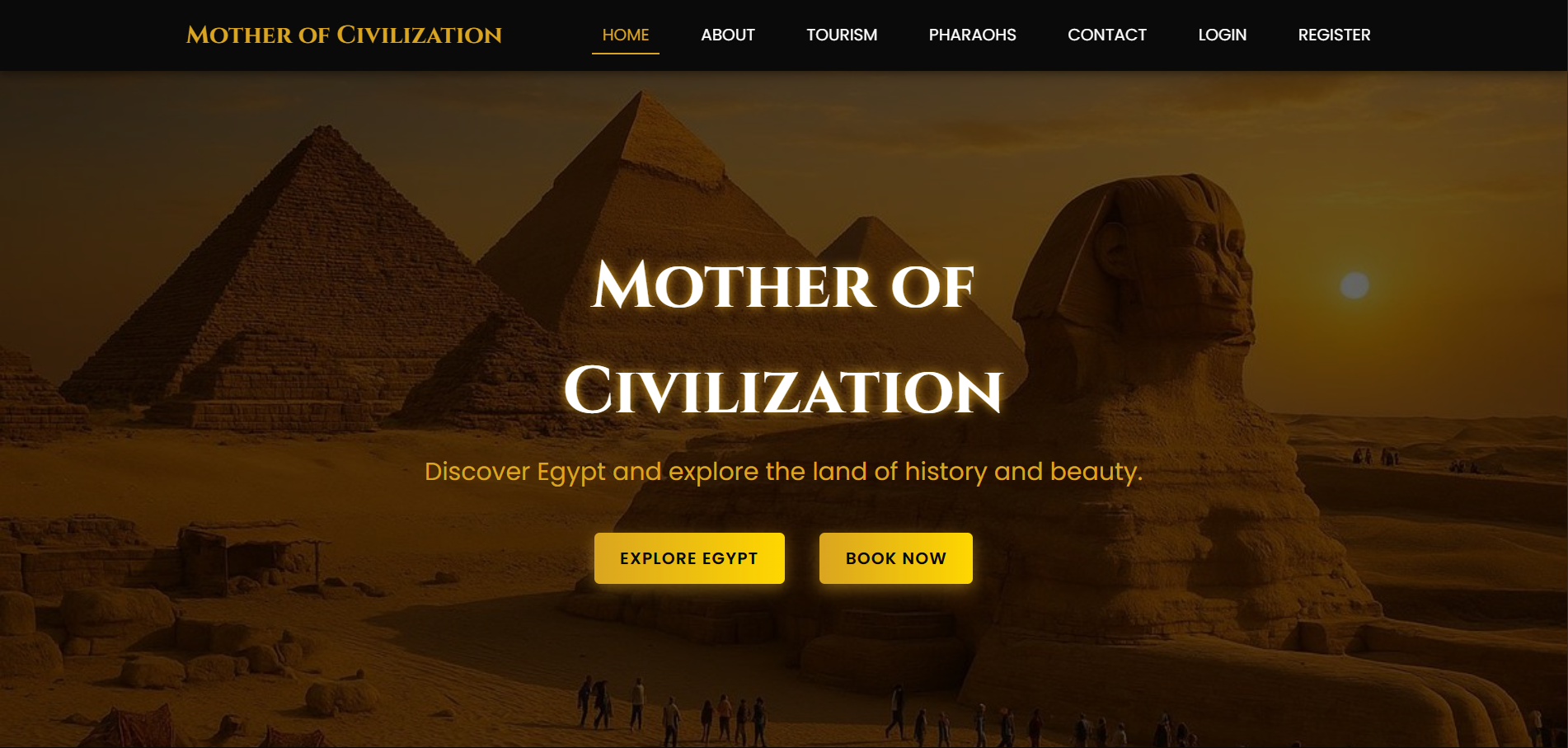 تصميم وتطوير موقع ويب سياحي احترافي للتعريف بالحضارة المصرية