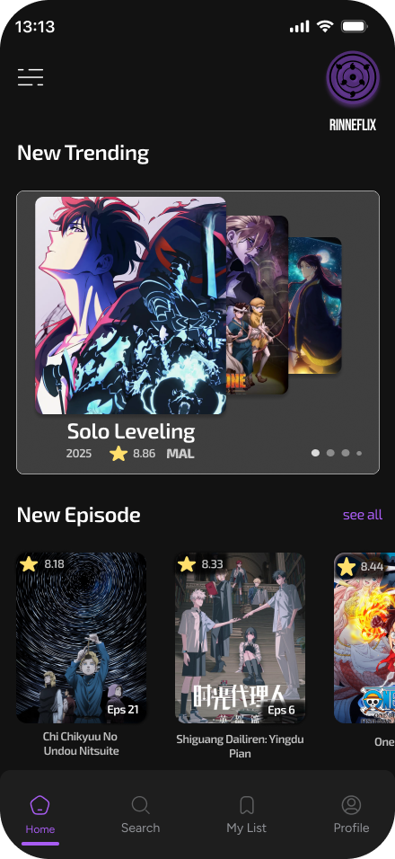 عمل واجهه مستخدم لتطبيق مشاهده الانمي