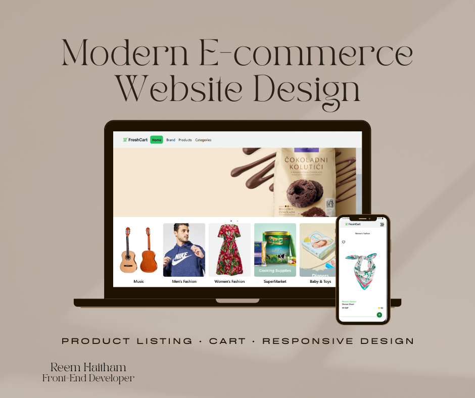 تصميم وتطوير متجر إلكتروني متجاوب باستخدام React