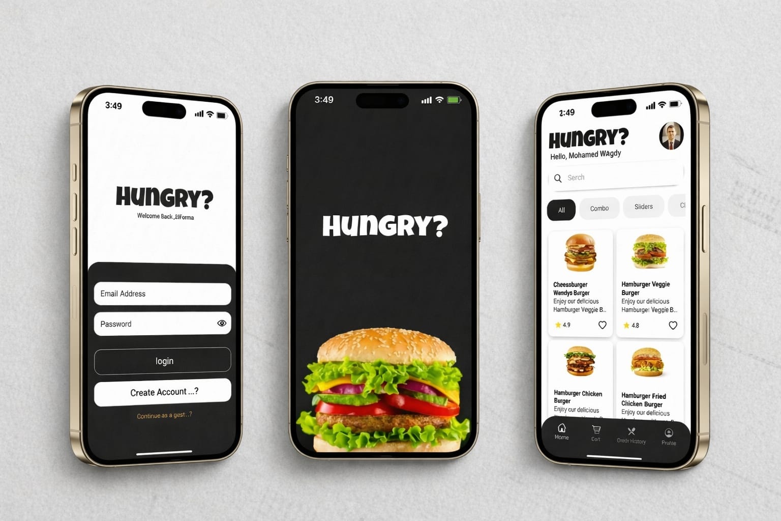 تطبيق "Hungry" لطلب الطعام - نظام برمجـي متكامل (Android & iOS)