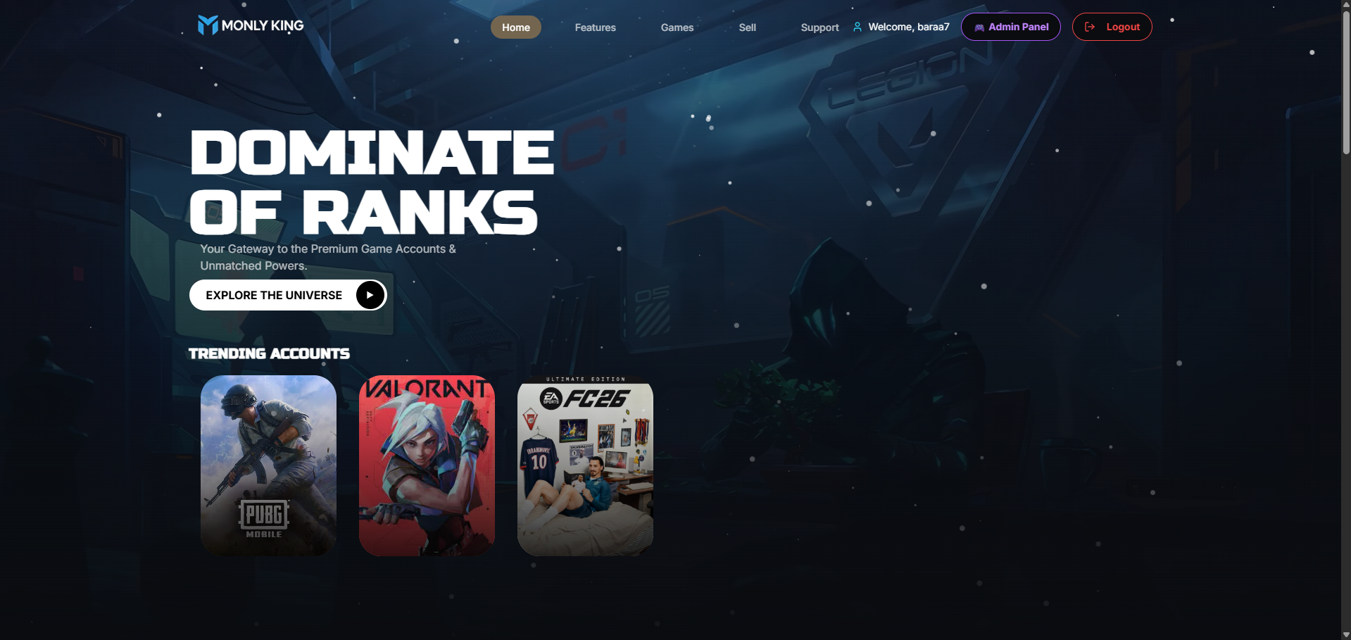 منصة متكاملة لبيع وشراء حسابات الألعاب (Gaming Accounts Marketplace)