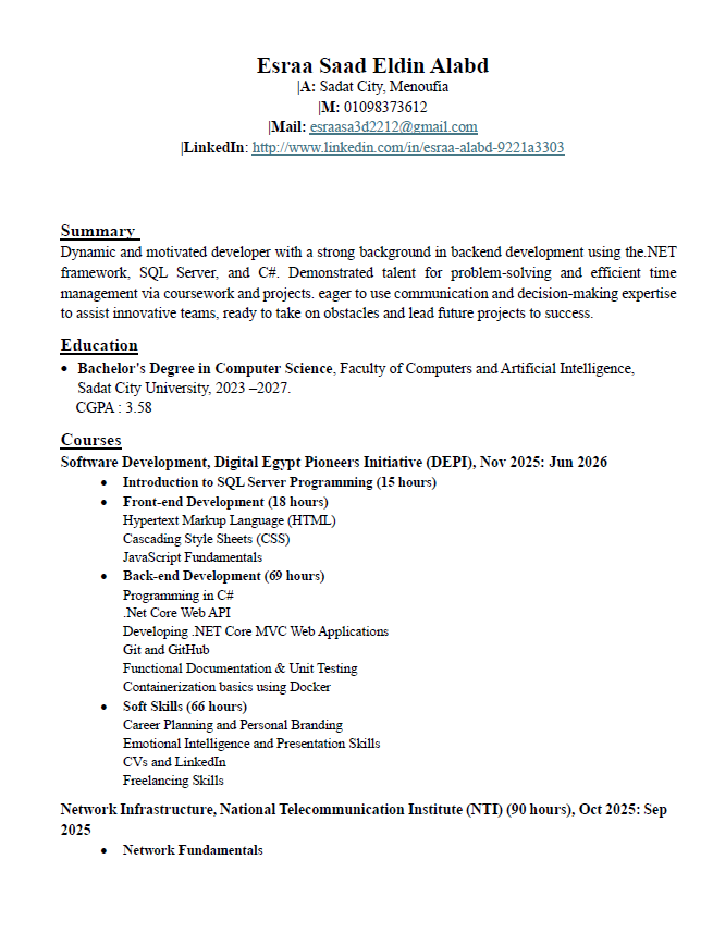 انشاء سيره ذاتيه احترافية(Professional CV)