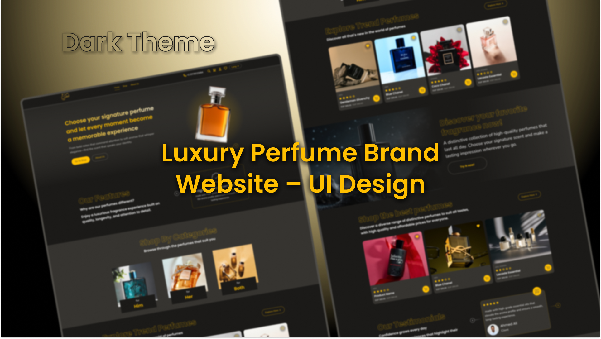 عطري - واجهة مستخدم لموقع إلكتروني لعلامة تجارية فاخرة للعطور